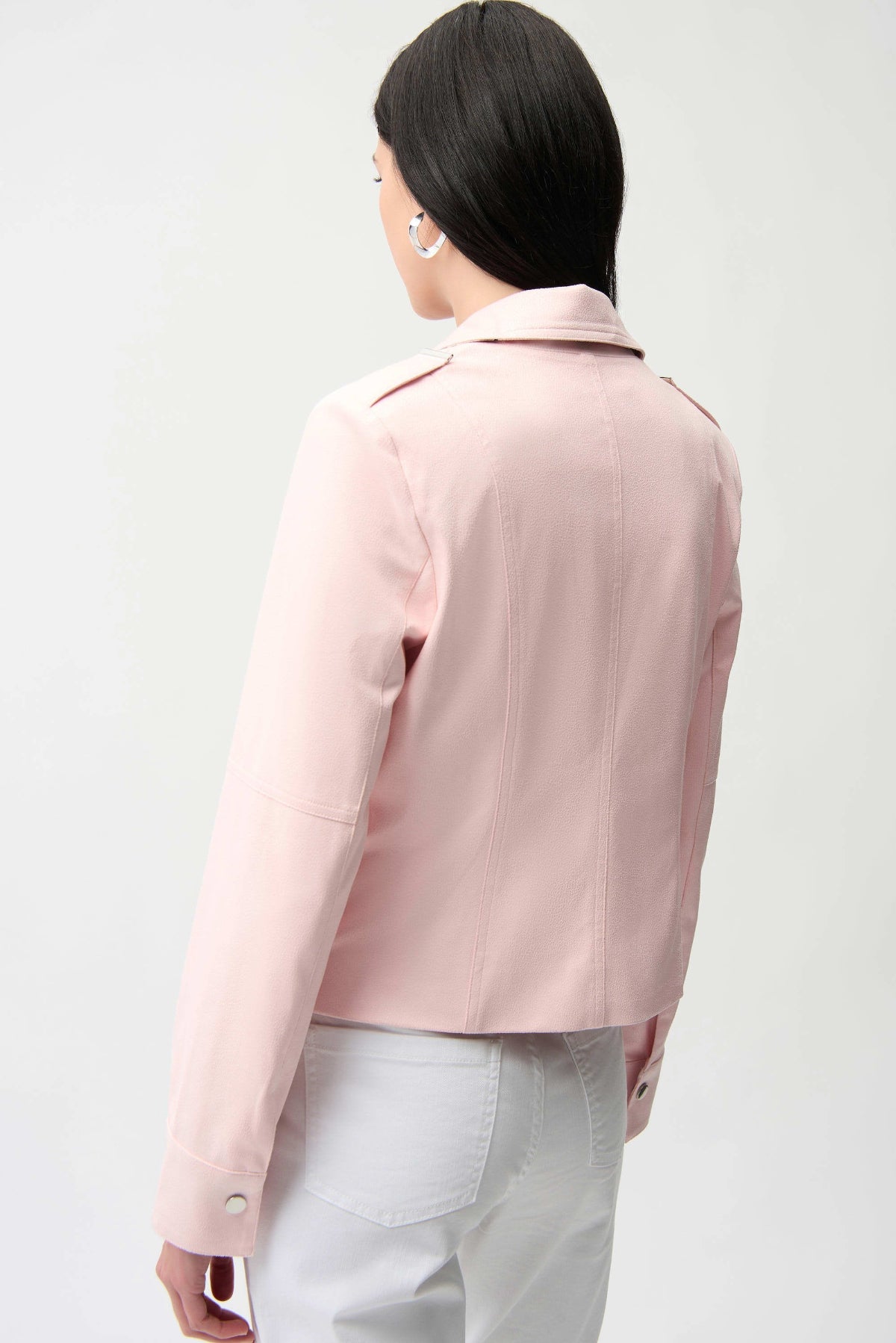 Pink Faux Suede Fitted Jacket