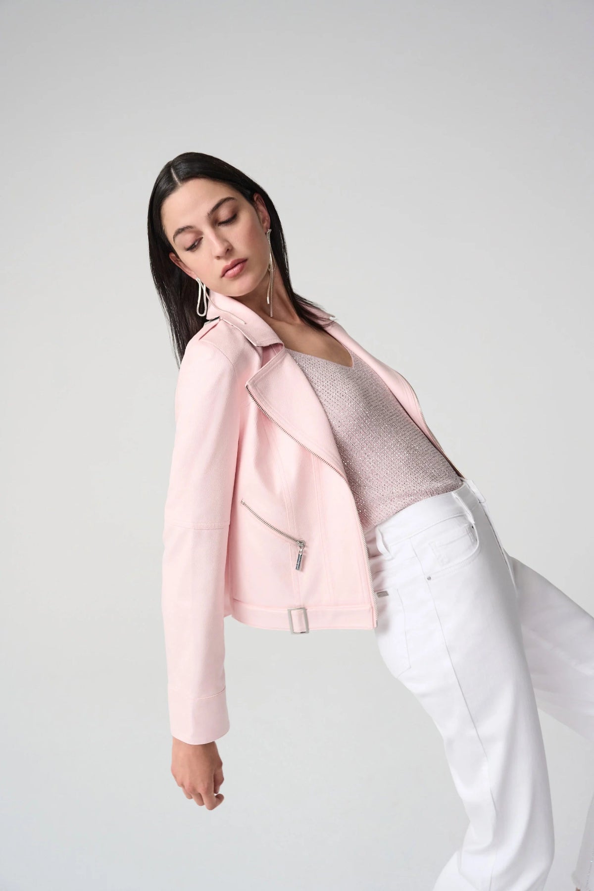 Pink Faux Suede Fitted Jacket