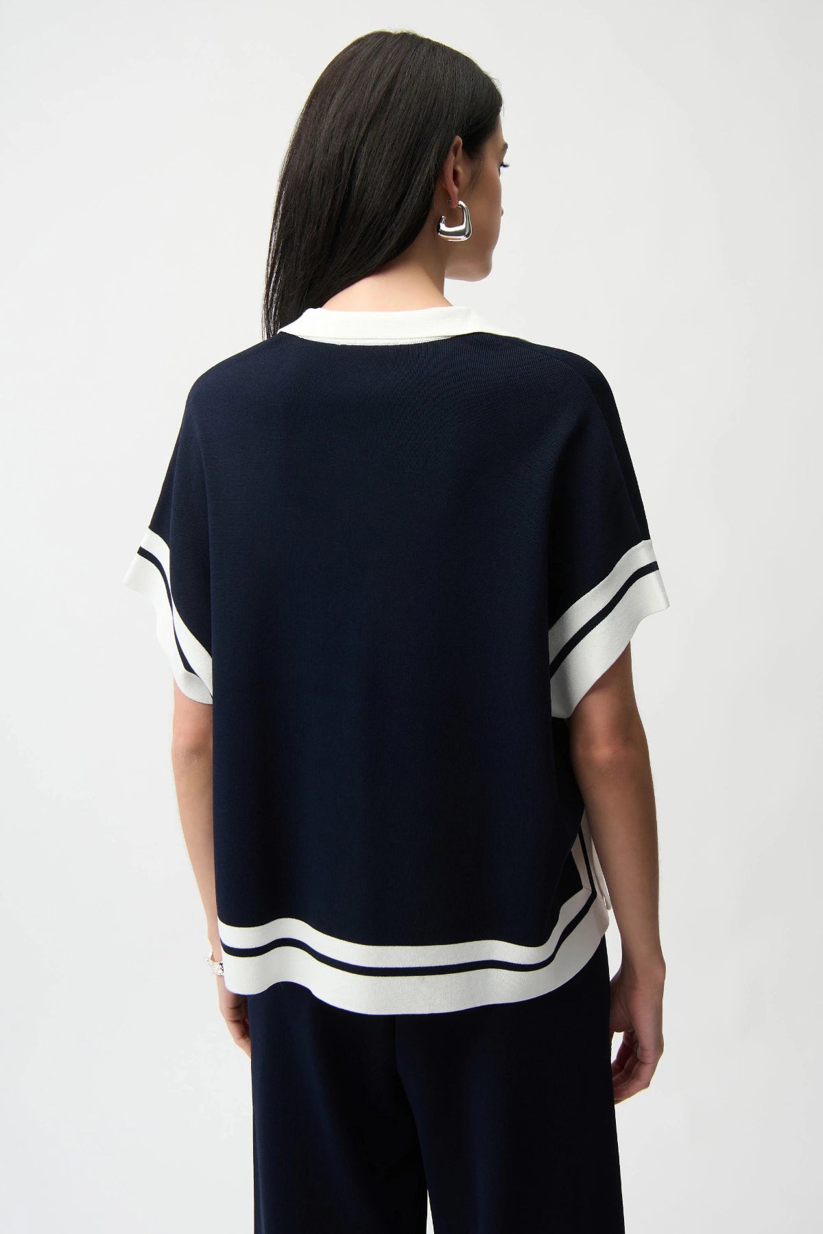 Joseph Ribkoff Viscose Blend Boxy Top With Stripe Detail