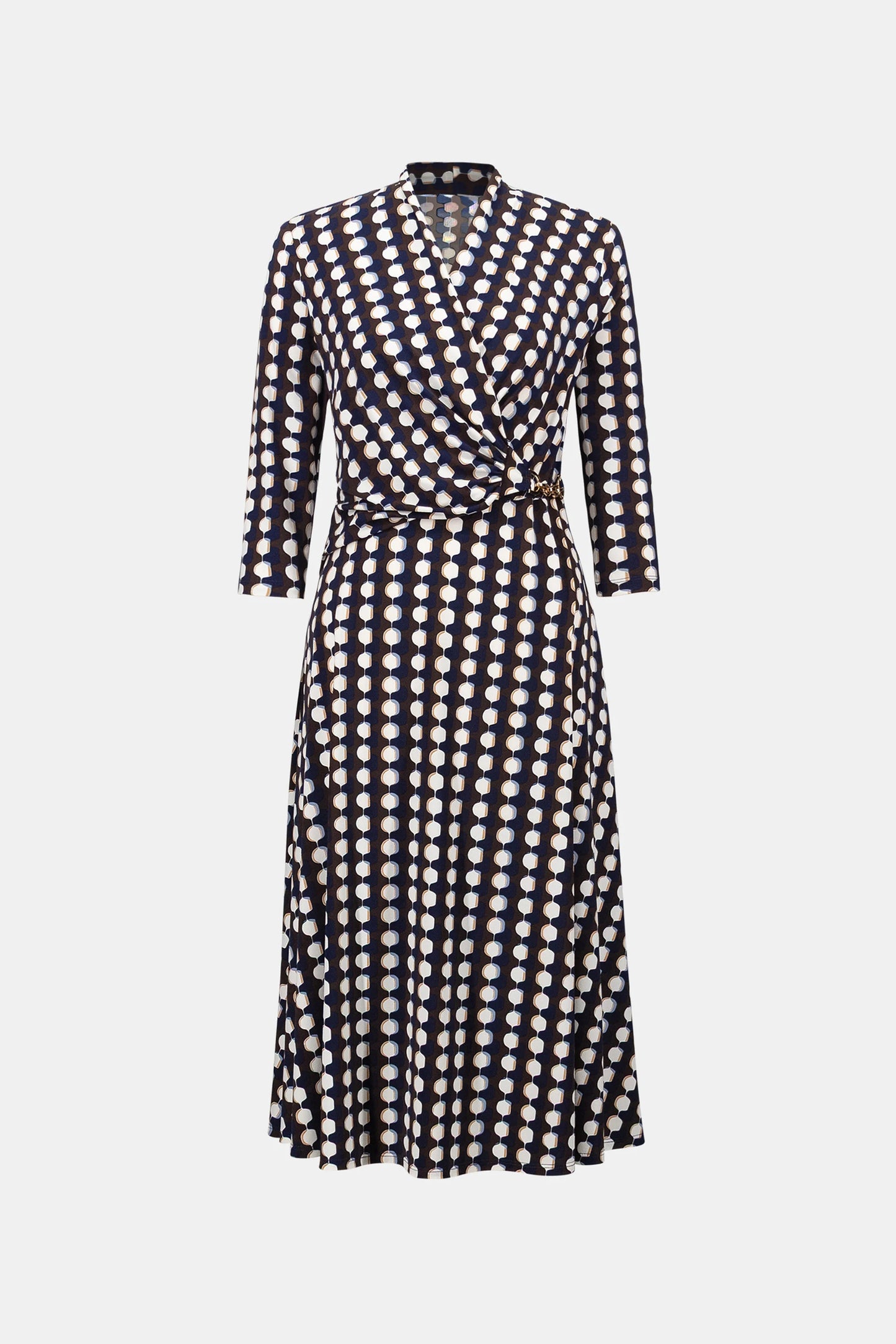 Geometric Print Fit And Flare Wrap Dress