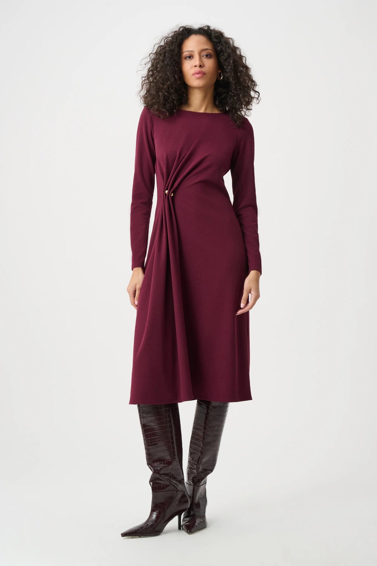 Joseph Ribkoff Scuba Crepe Draped Front Sheath Dress
