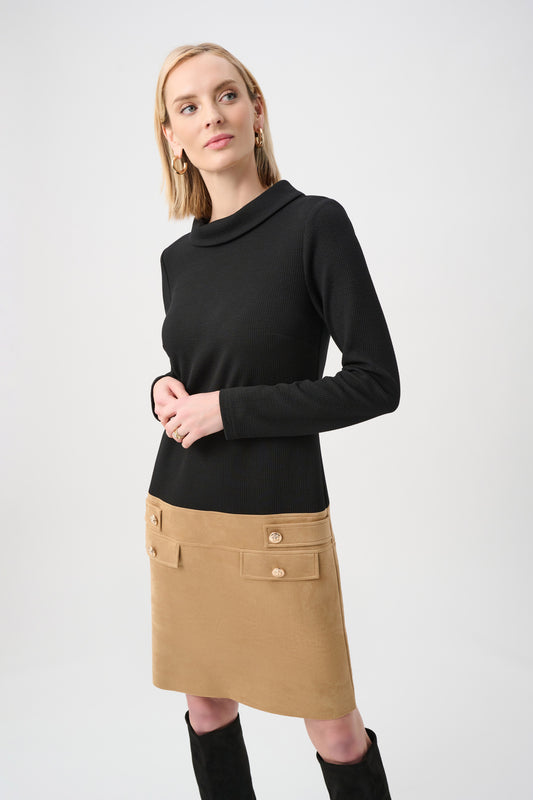 Knit and Suede Hybrid Mini Shift Dress