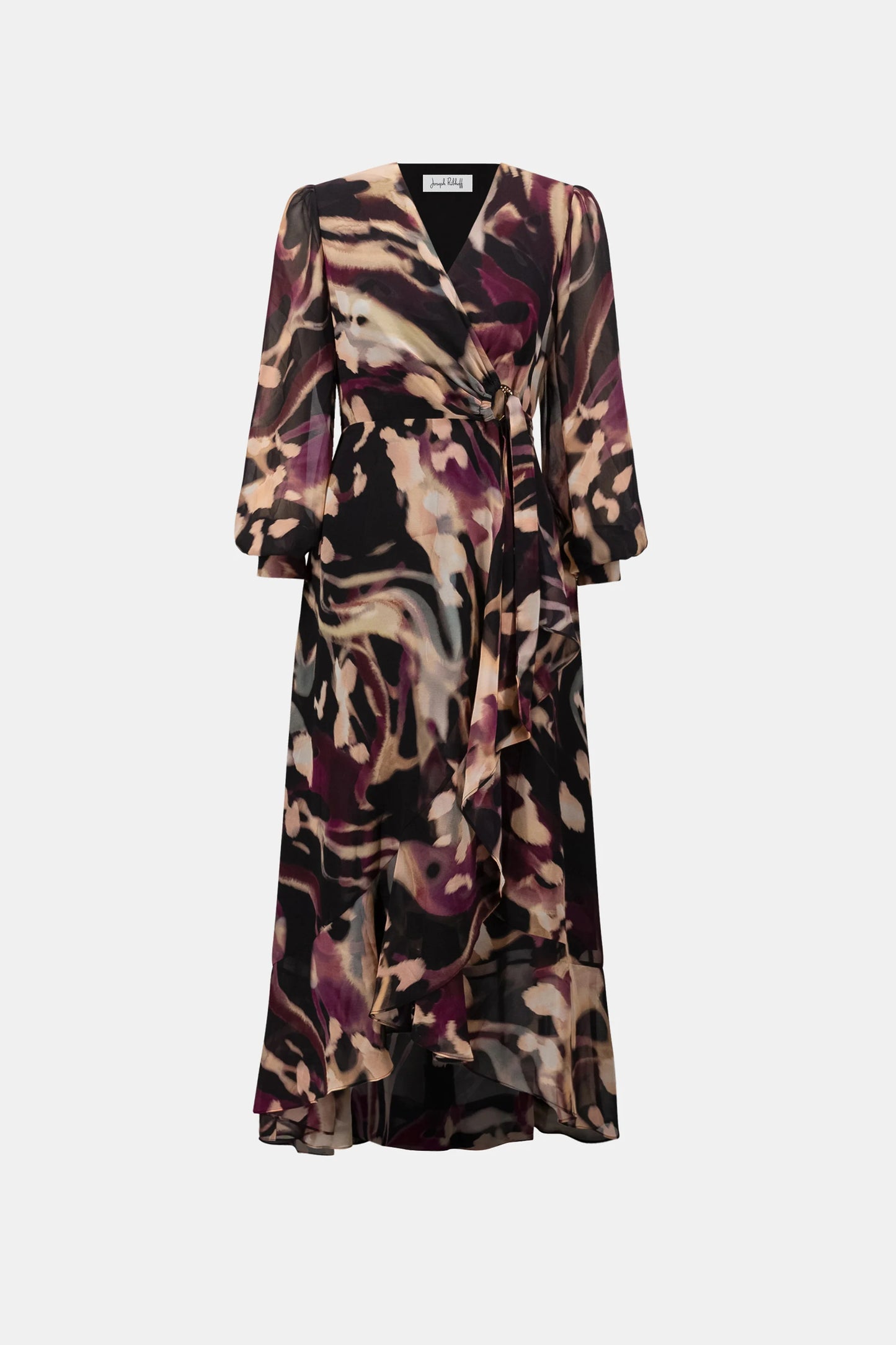 Chiffon Abstract Printed Fit and Flare Wrap Dress