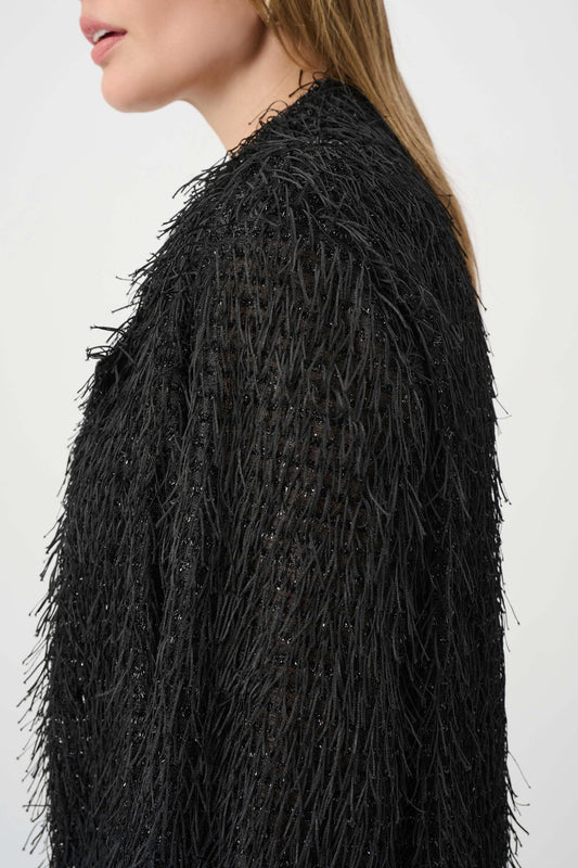 Black Fringed Short Blazer - Lucindas on-line