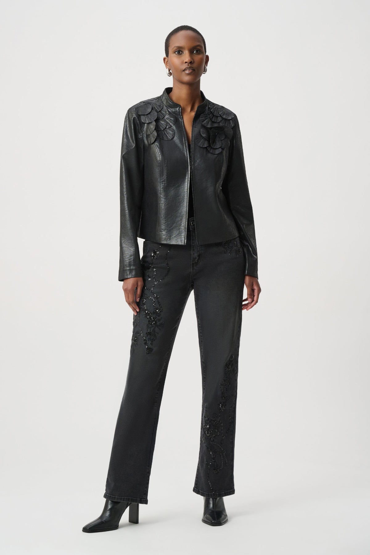 Embellished Foiled Suede Jacket