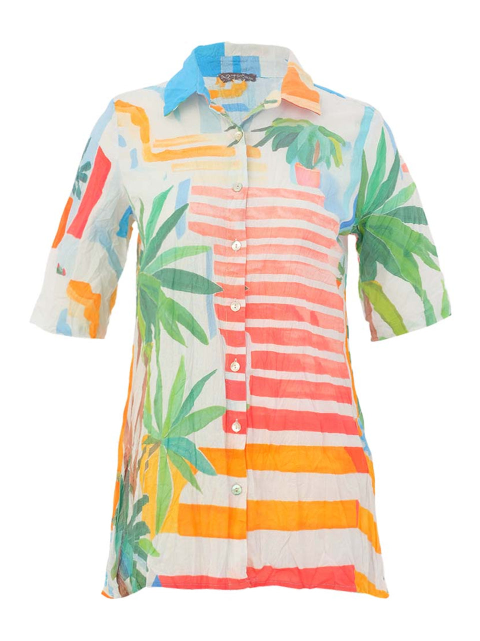 Dolcezza Palm Tree Print Cotton Shirt
