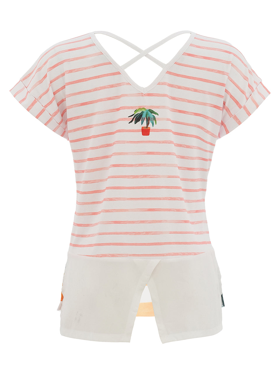 Dolcezza Palm Tree Print Crossover Back Top