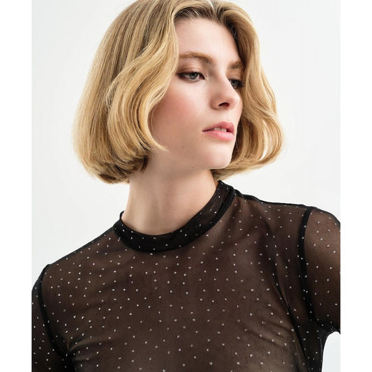 Long Sleeve Glitter Mesh Top 34-2007