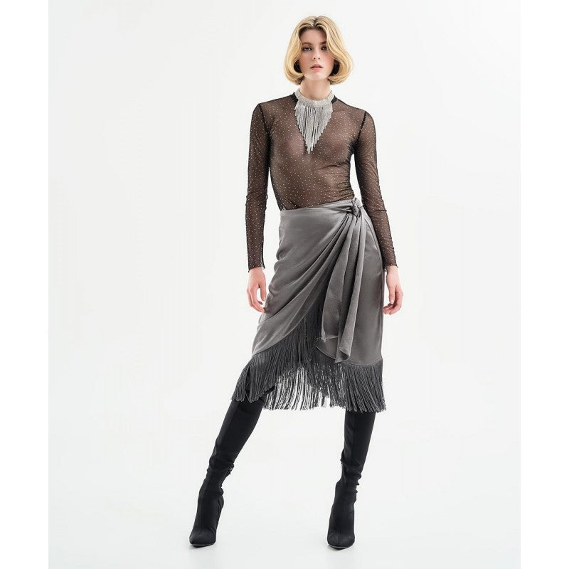 Long Sleeve Glitter Mesh Top 34-2007 - Lucindas on-line