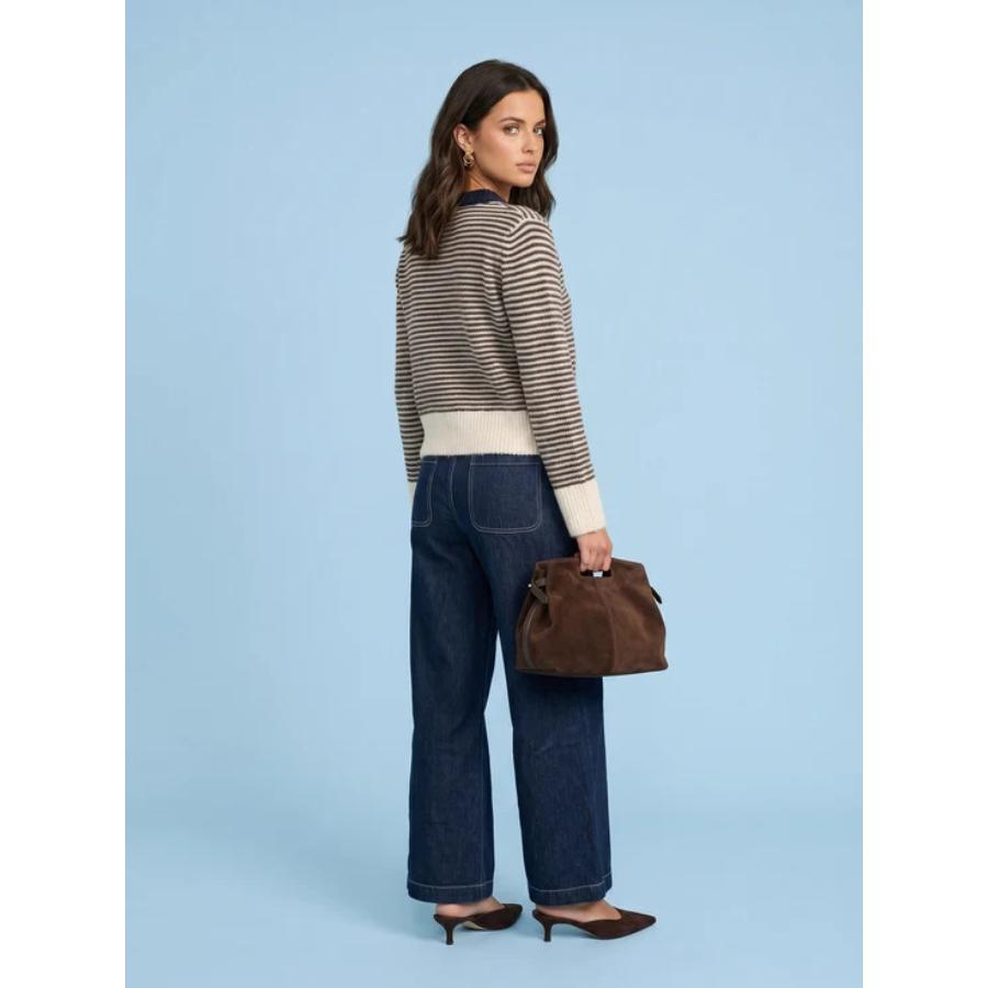Parisian Stripe Contrast Knit Cardigan