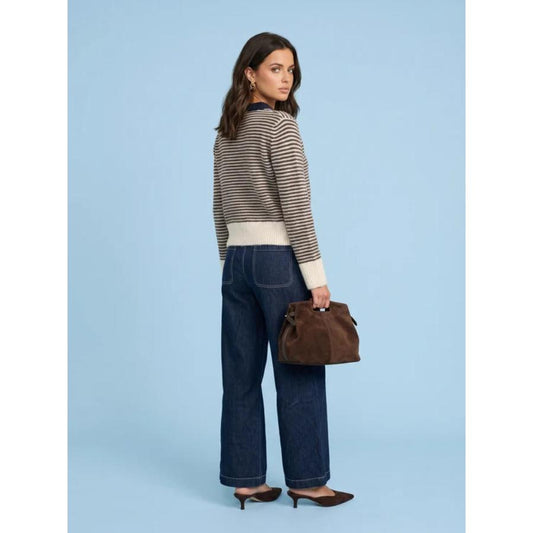 Parisian Stripe Contrast Knit Cardigan - Lucindas on-line