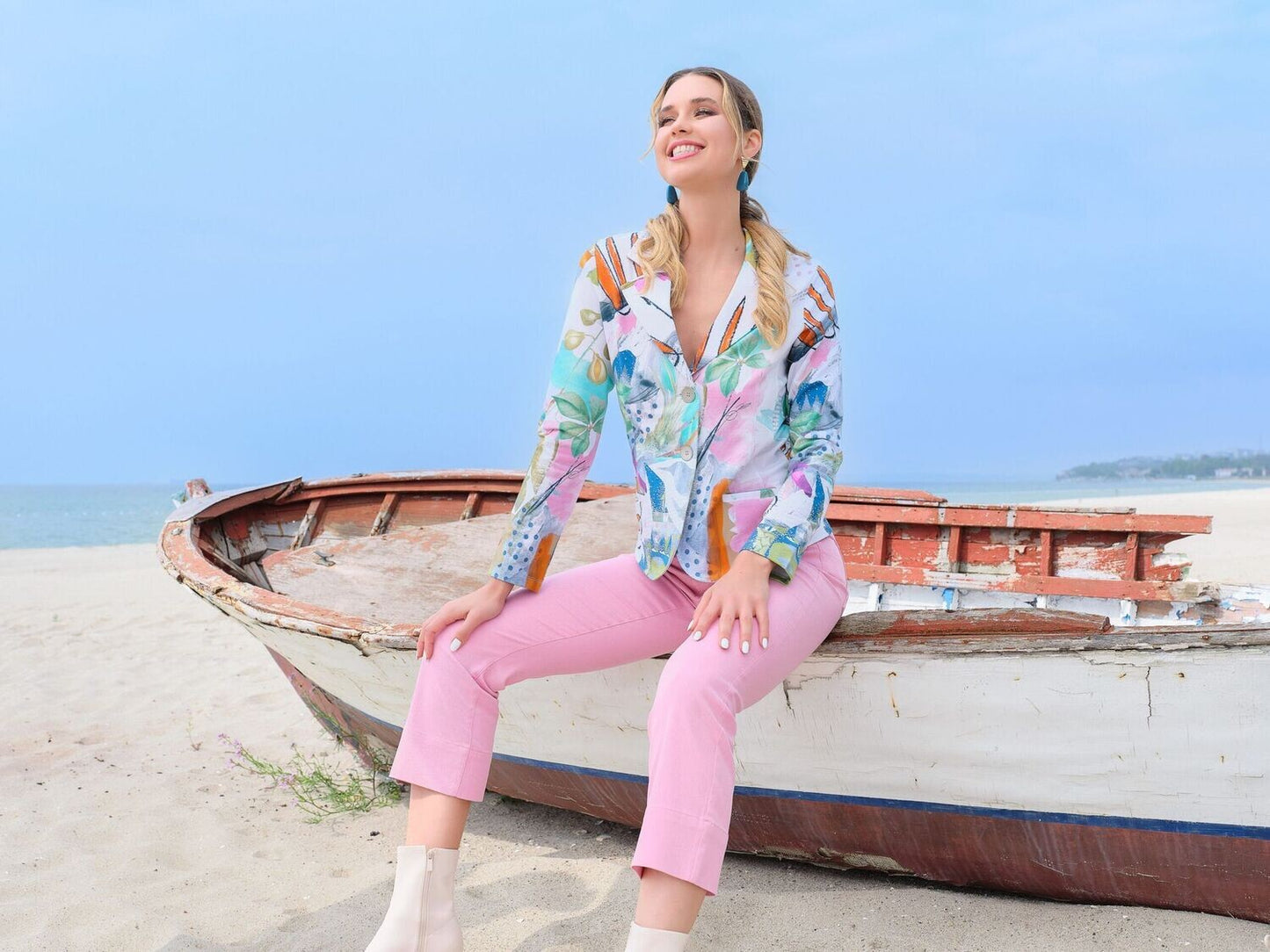 Pastel Botanical Print Blazer