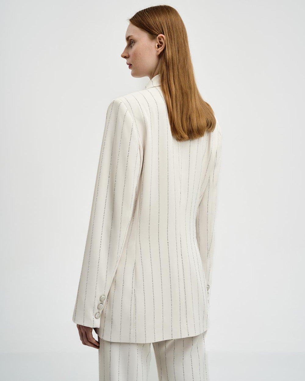 Access Double-breasted Blazer with Rhinestone stripes