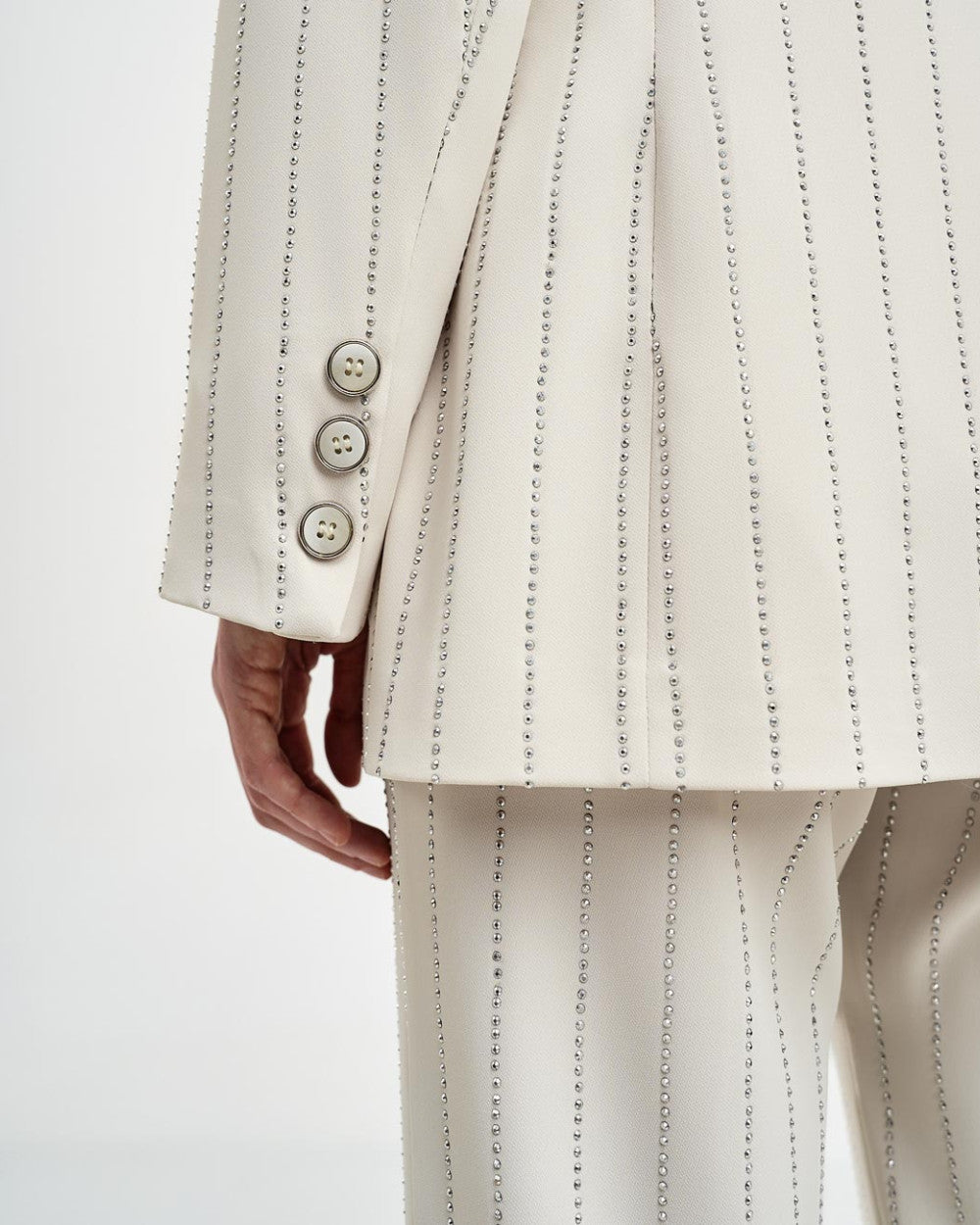 Access Double-breasted Blazer with Rhinestone stripes