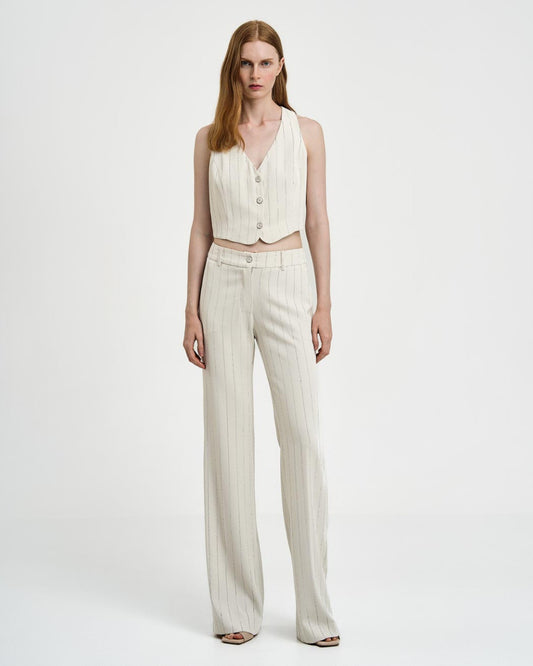 Wide Leg Trousers with Rhinestone stripes 43-5115