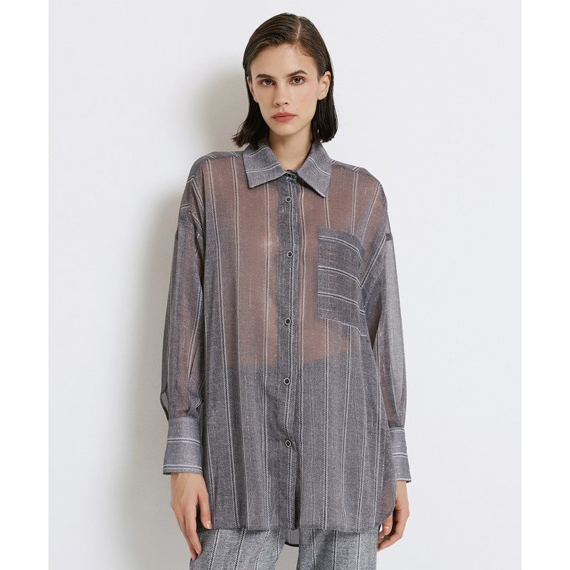 Access Fashion Striped shirt with Pussy Bow 44-7028