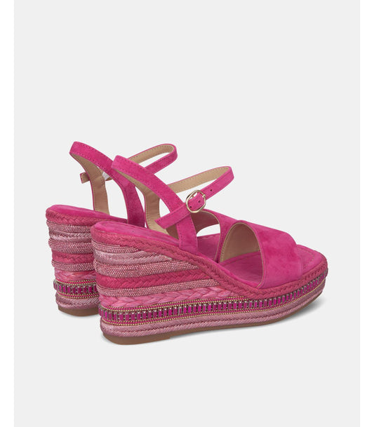 Alma En Pena Fuchsia Suede Wedge Sandals