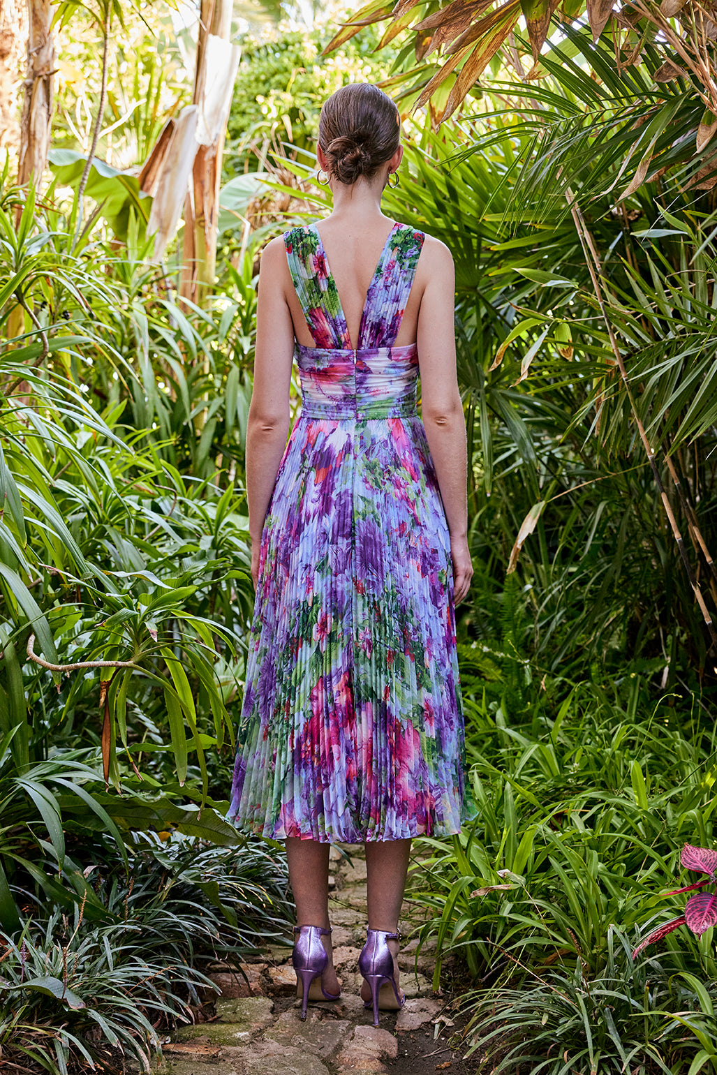Carla Ruiz Morad Floral Pleated Midi Dress