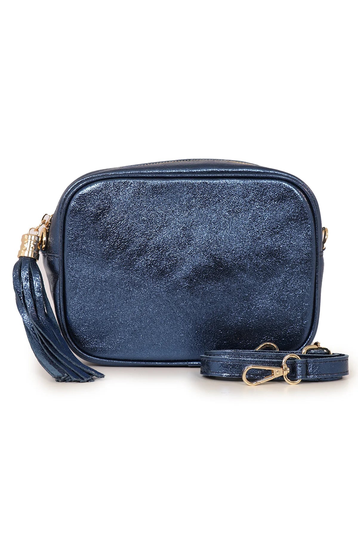 Silver Leather Camera Bag