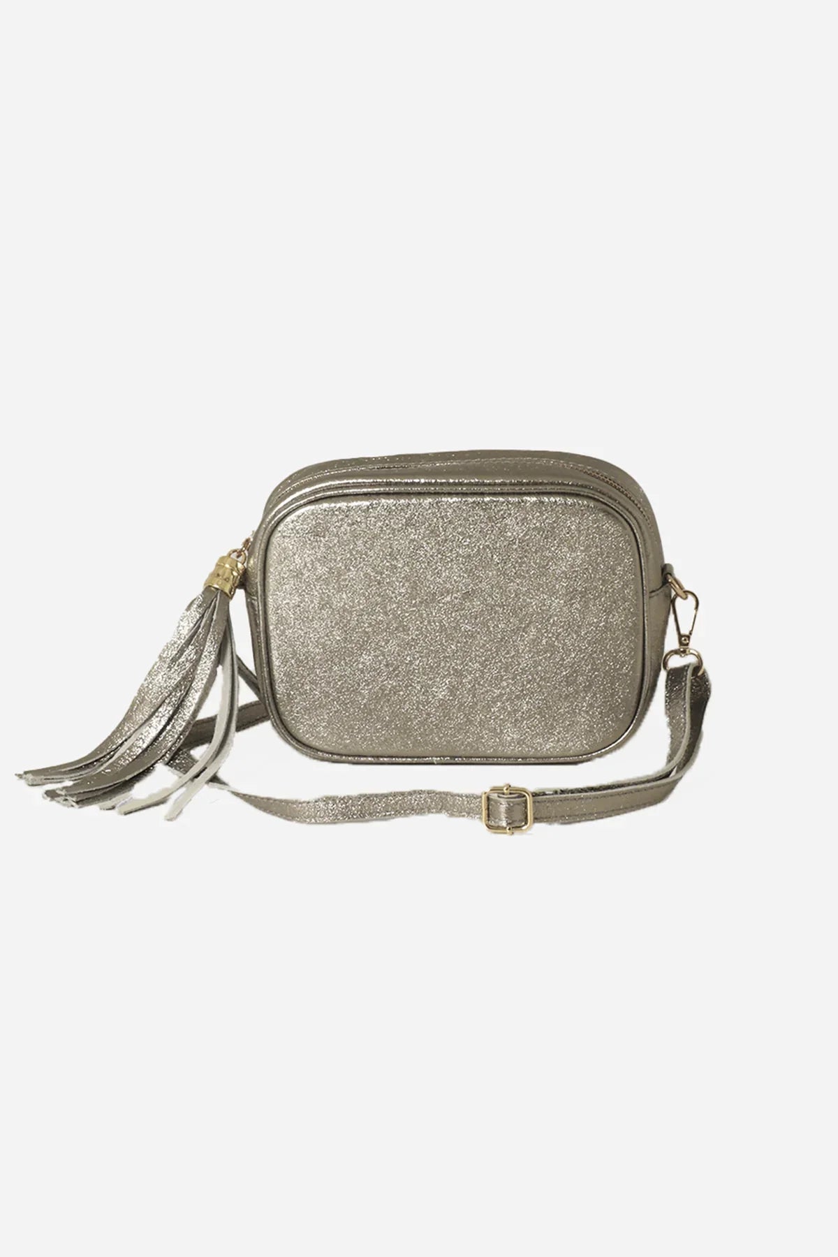 Silver Leather Camera Bag