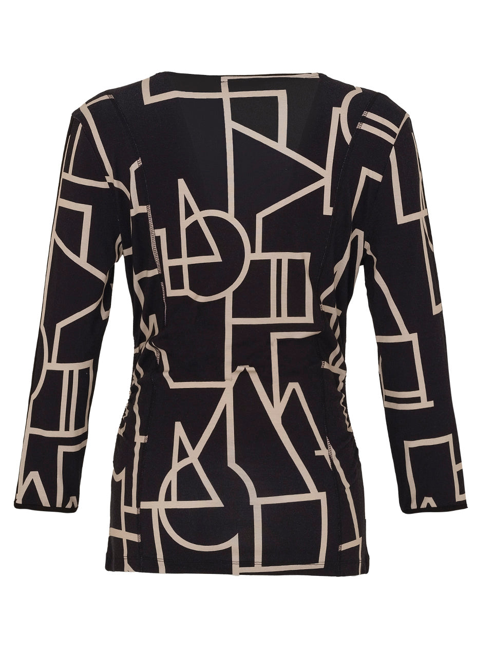 Black Upbeat Print Wrap Top 73102 - Lucindas on-line