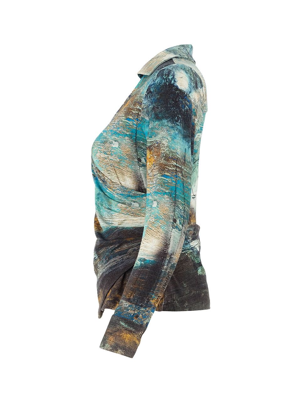 Artistic Print Wrap Top