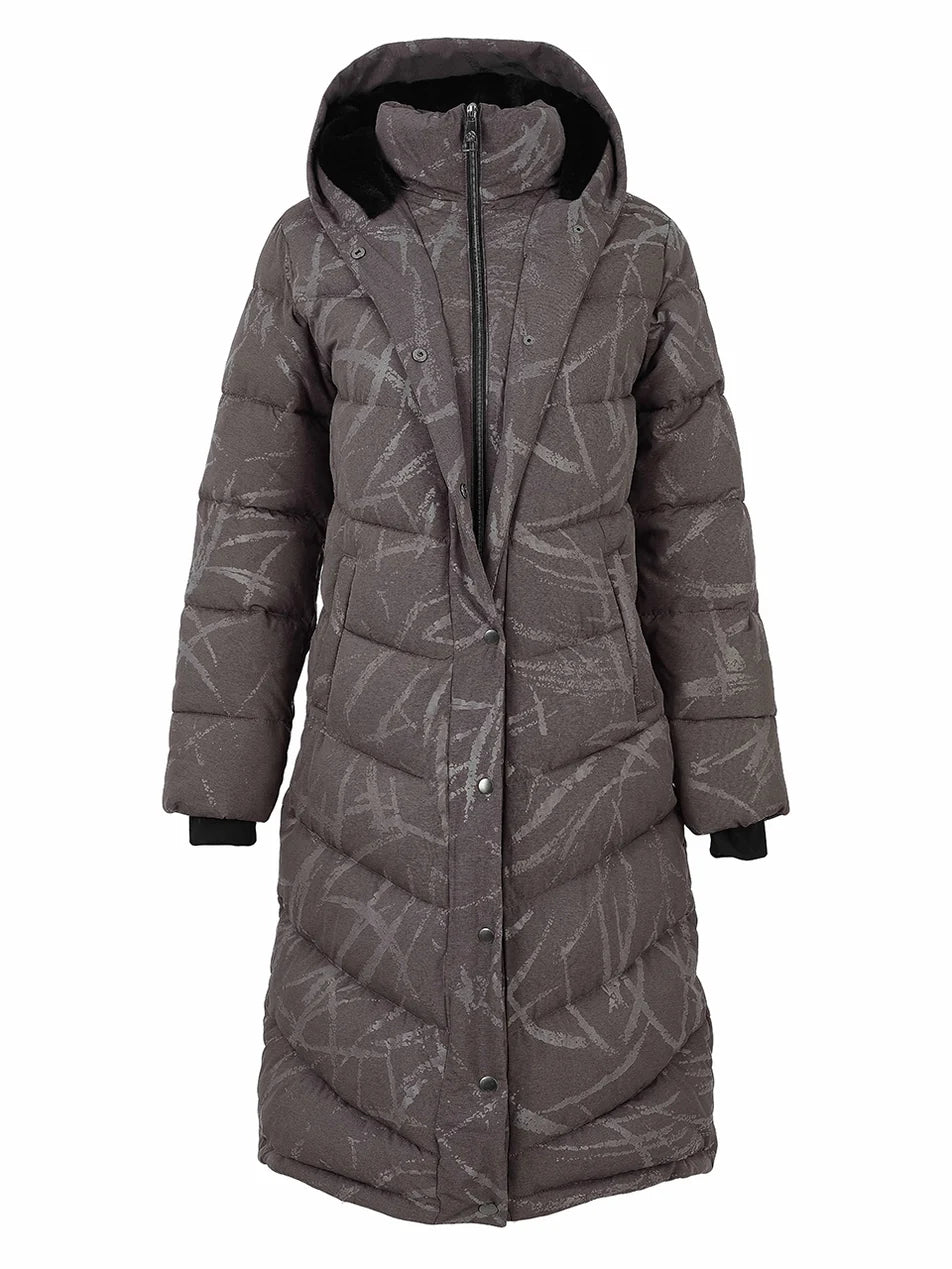 Shimmer-Finish Hooded Longline Puffer Coat - Lucindas on-line