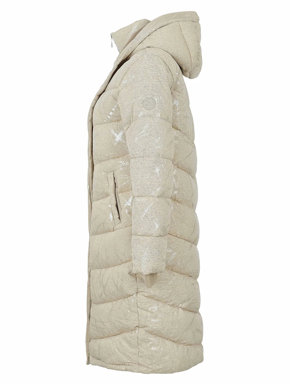 Shimmer-Finish Hooded Longline Puffer Coat - Lucindas on-line