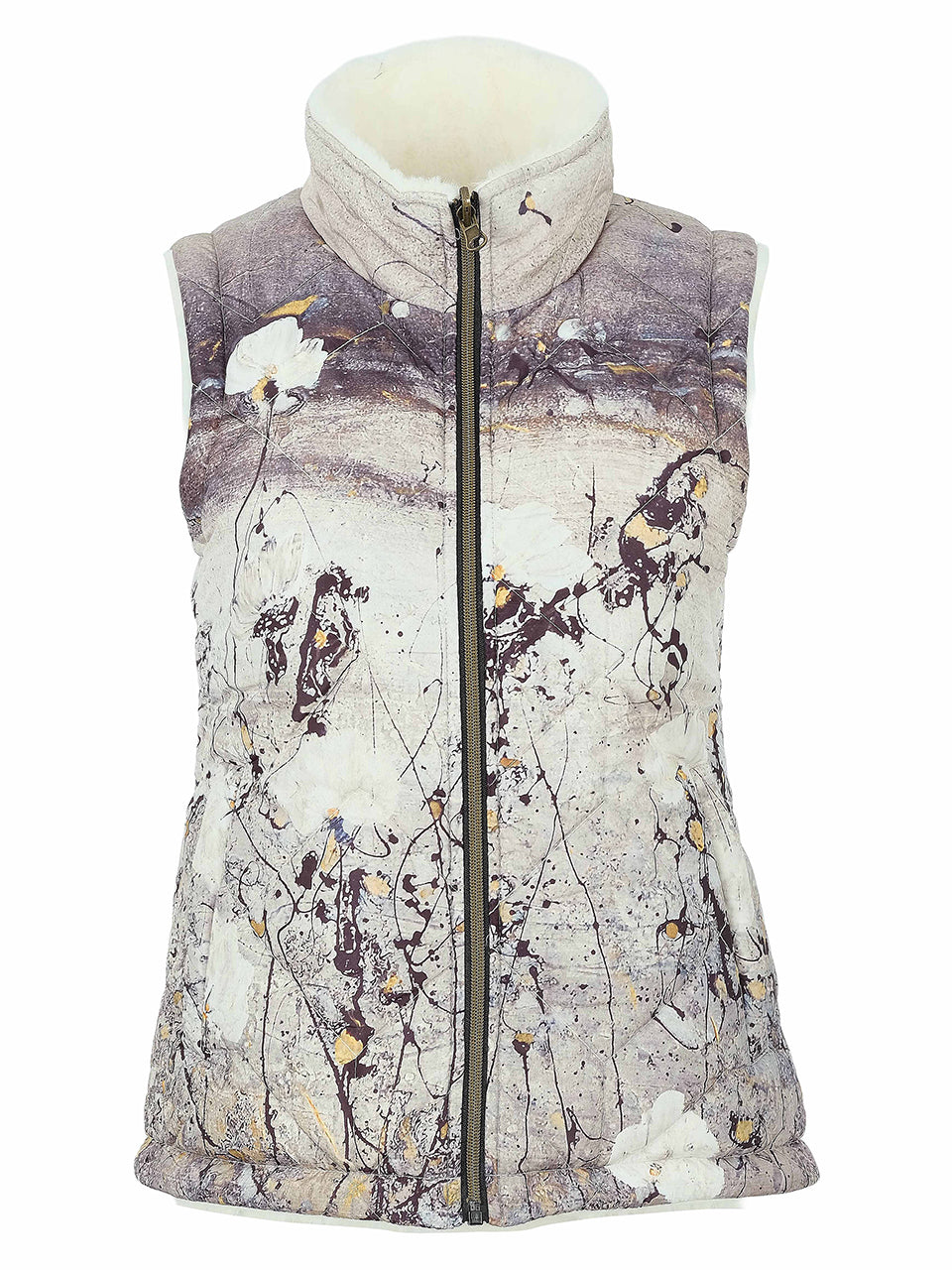 2-in-1 Reversible Scenic Print & Faux Fur Gilet