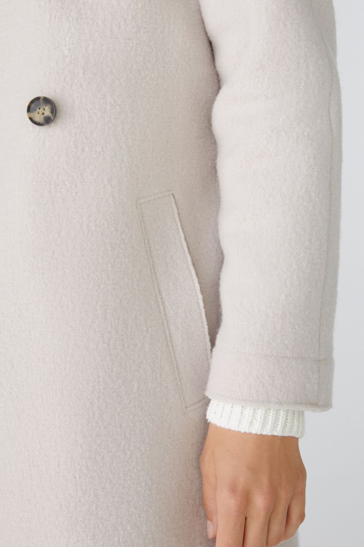 Stone Double-breasted Wool Coat with Belt 79297