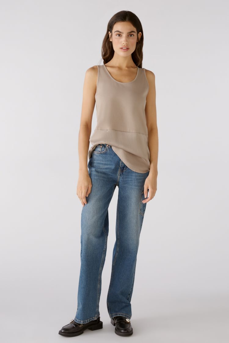Neutral Longline Satin Trim Vest Top 79828