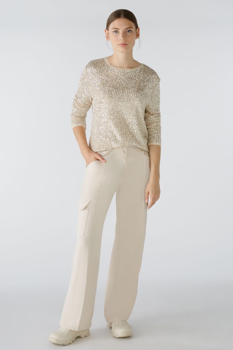 Champagne Long Sleeved Sequin Top - Lucindas on-line