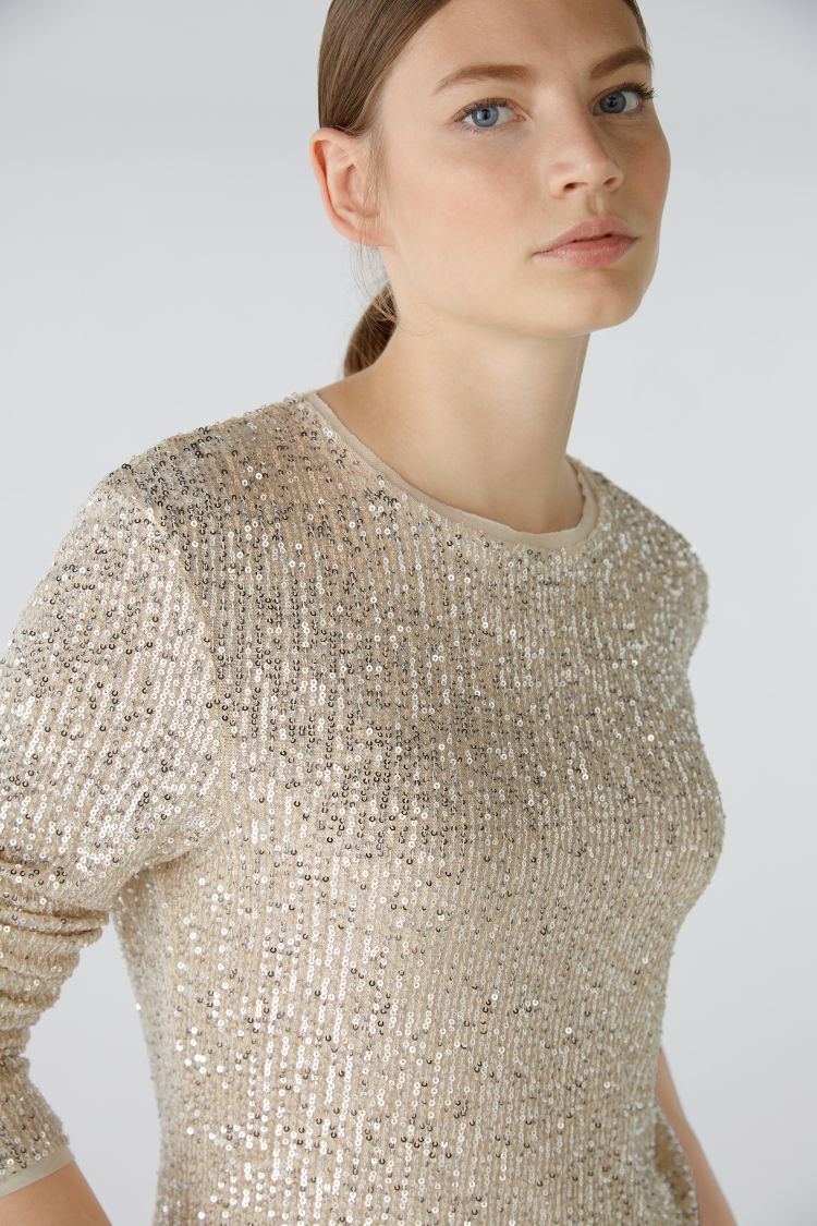 Champagne Long Sleeved Sequin Top - Lucindas on-line