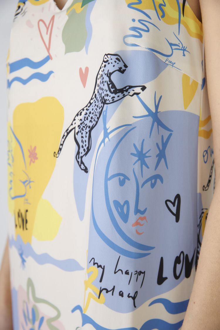 Oui Crease Free Dress in Vitamin Sea Print 87319