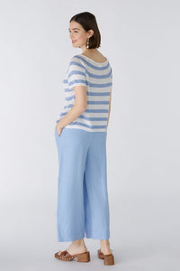 Linen Stripe  Knit Top in Blue and White 87468