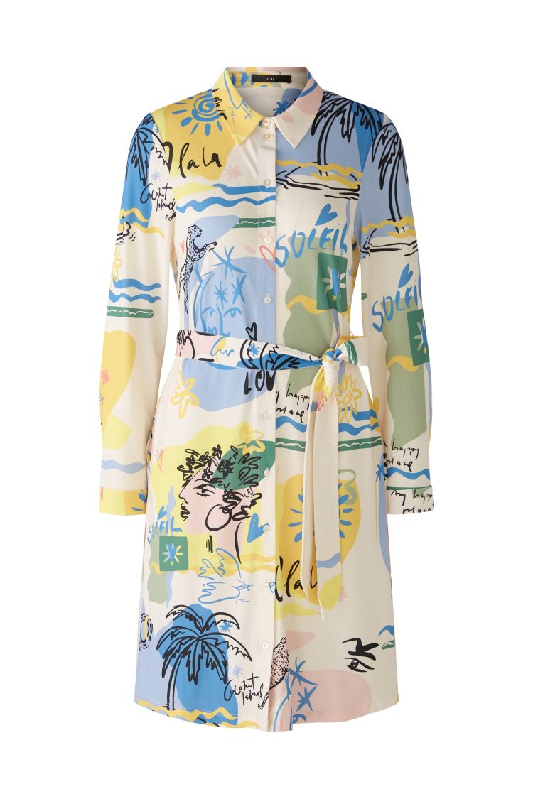 Oui Vitamin Sea Print Shirt Dress 87556