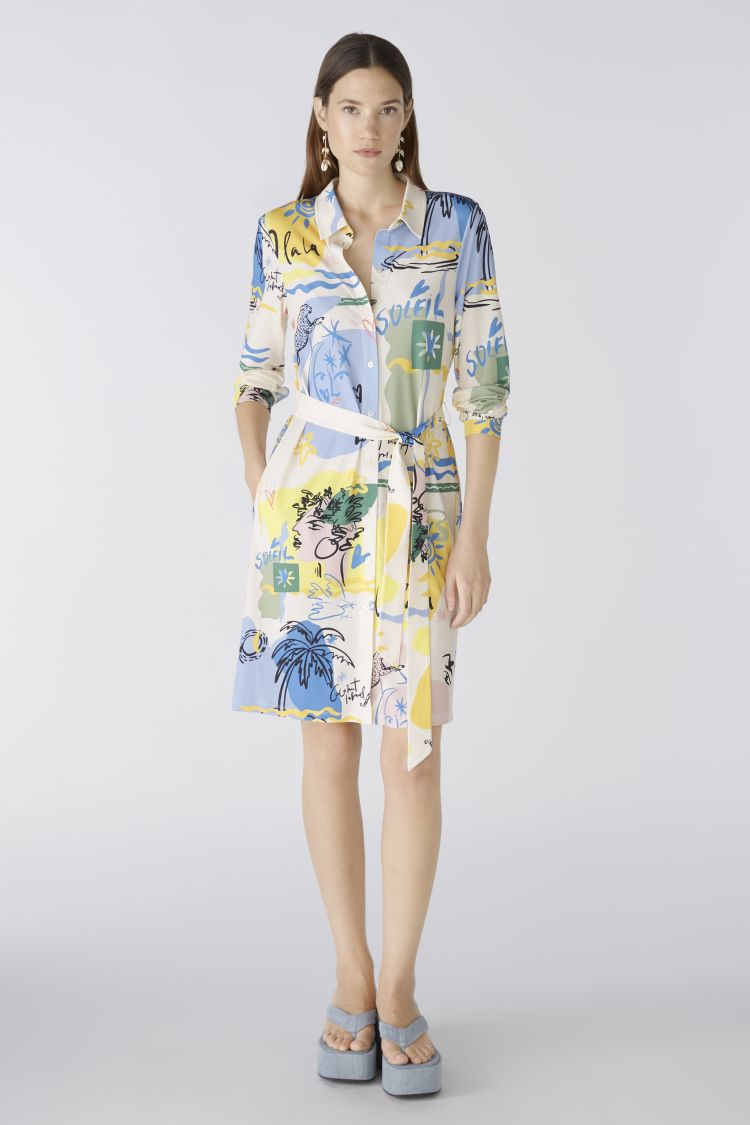 Oui Vitamin Sea Print Shirt Dress 87556