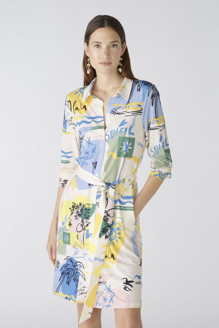 Oui Vitamin Sea Print Shirt Dress 87556