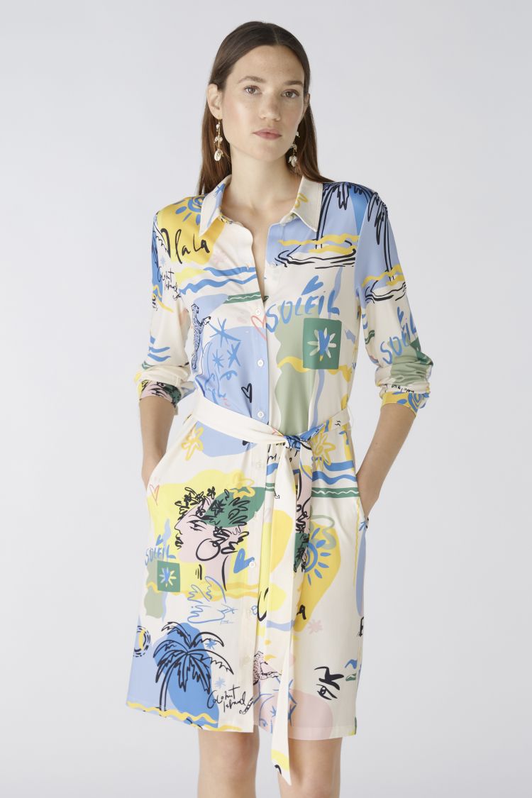 Oui Vitamin Sea Print Shirt Dress 87556