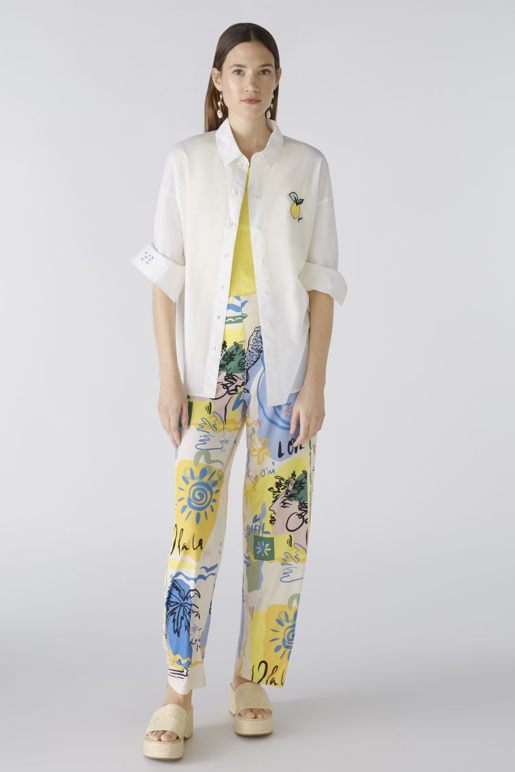 Oui Crease Free Marlene Print wide Leg Trouser 87582