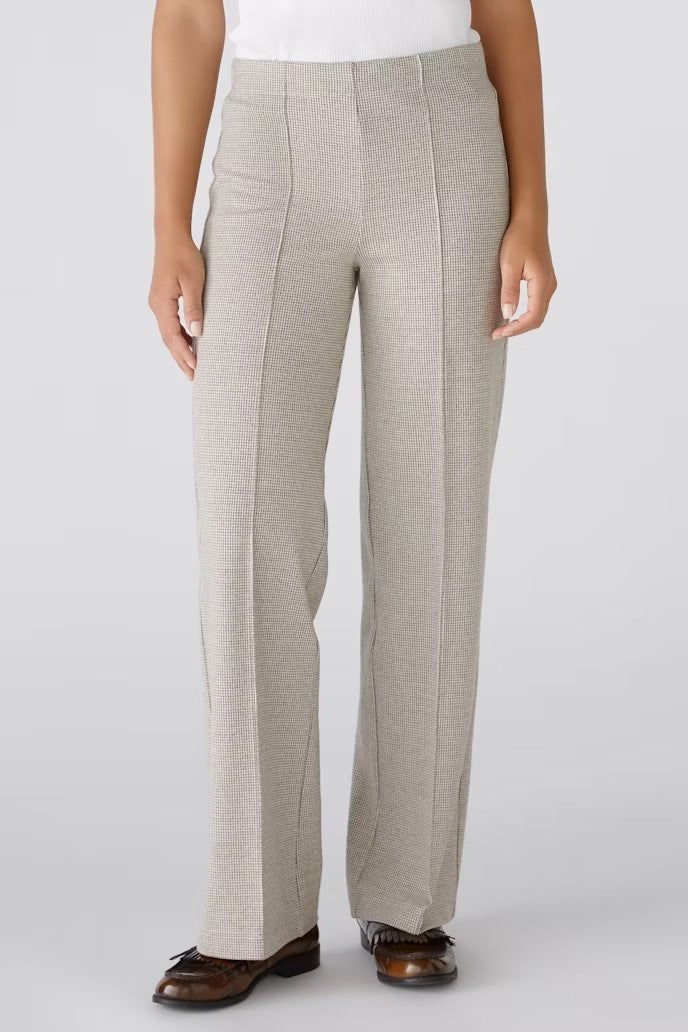 Soft Cotton Blend Houndstooth Pattern Trousers