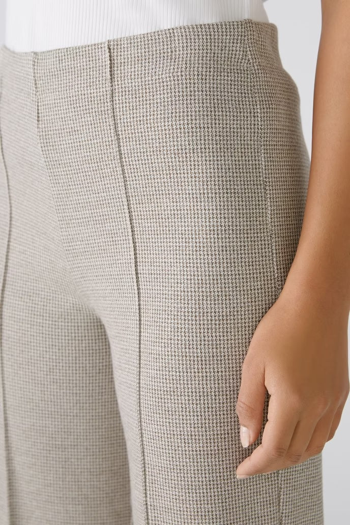 Soft Cotton Blend Houndstooth Pattern Trousers