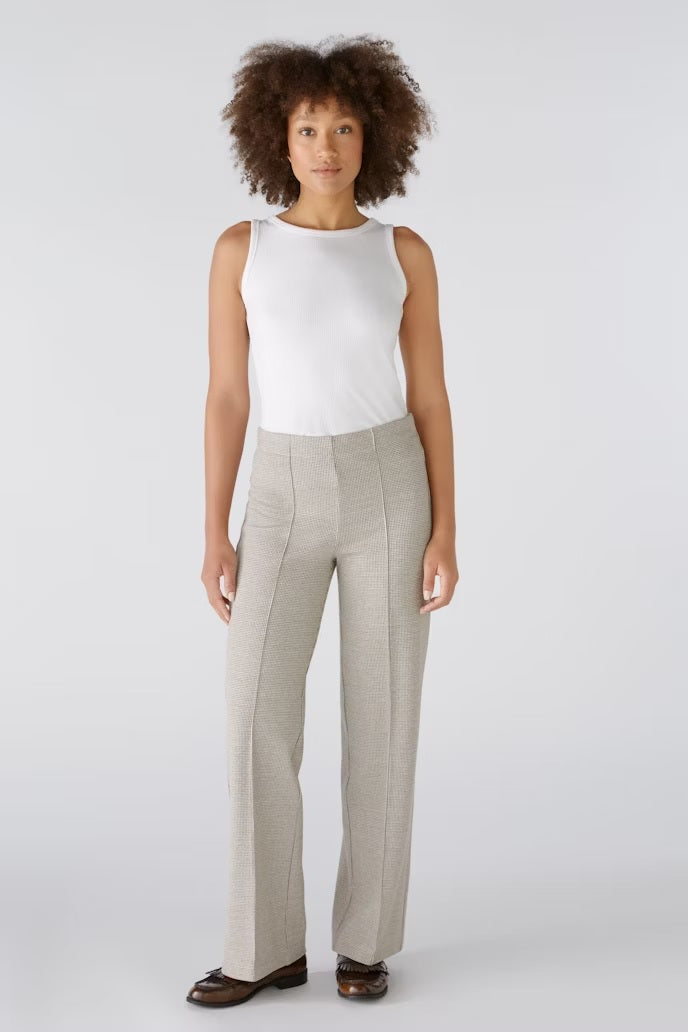 Soft Cotton Blend Houndstooth Pattern Trousers