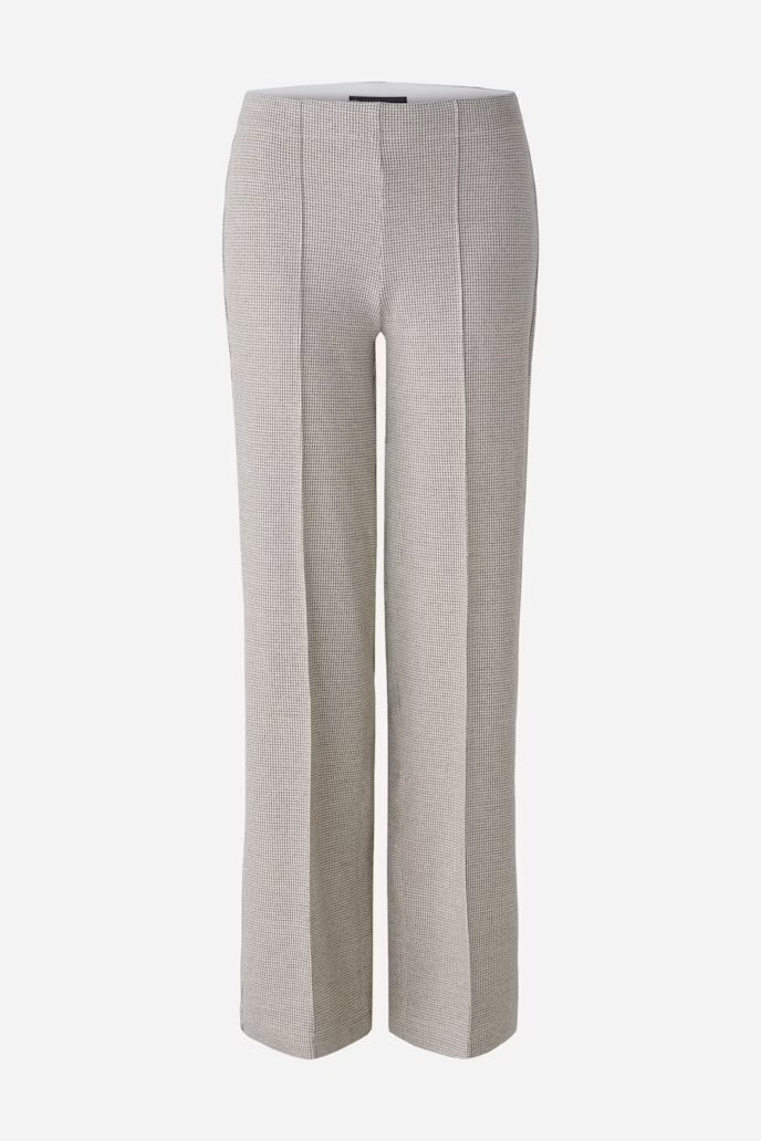 Soft Cotton Blend Houndstooth Pattern Trousers