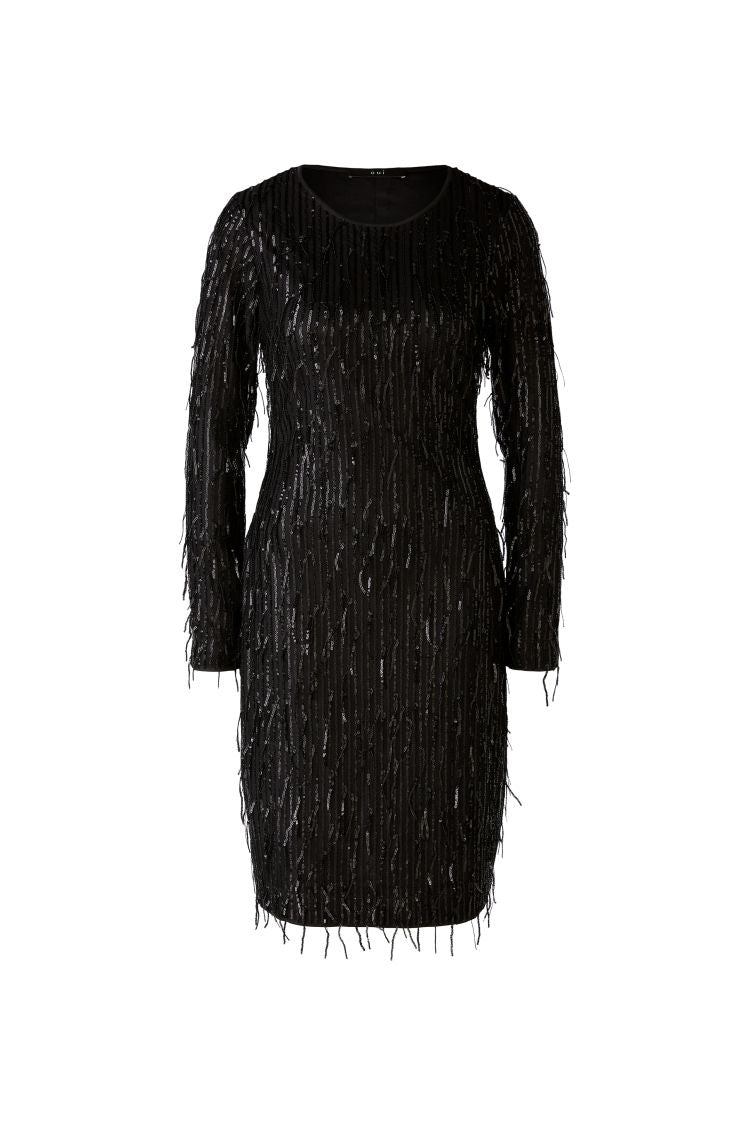 Fringed Sequin Black Dress