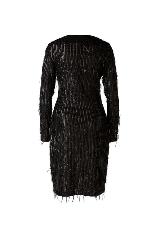 Fringed Sequin Black Dress