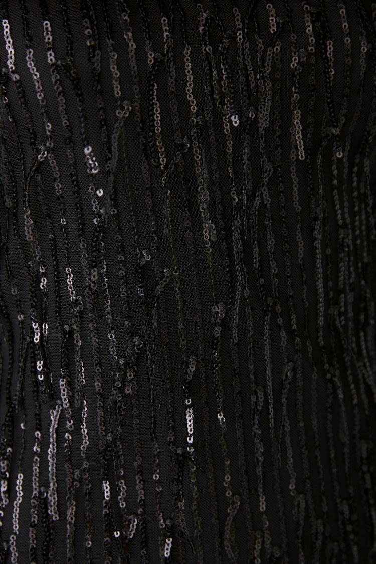 Fringed Sequin Black Dress