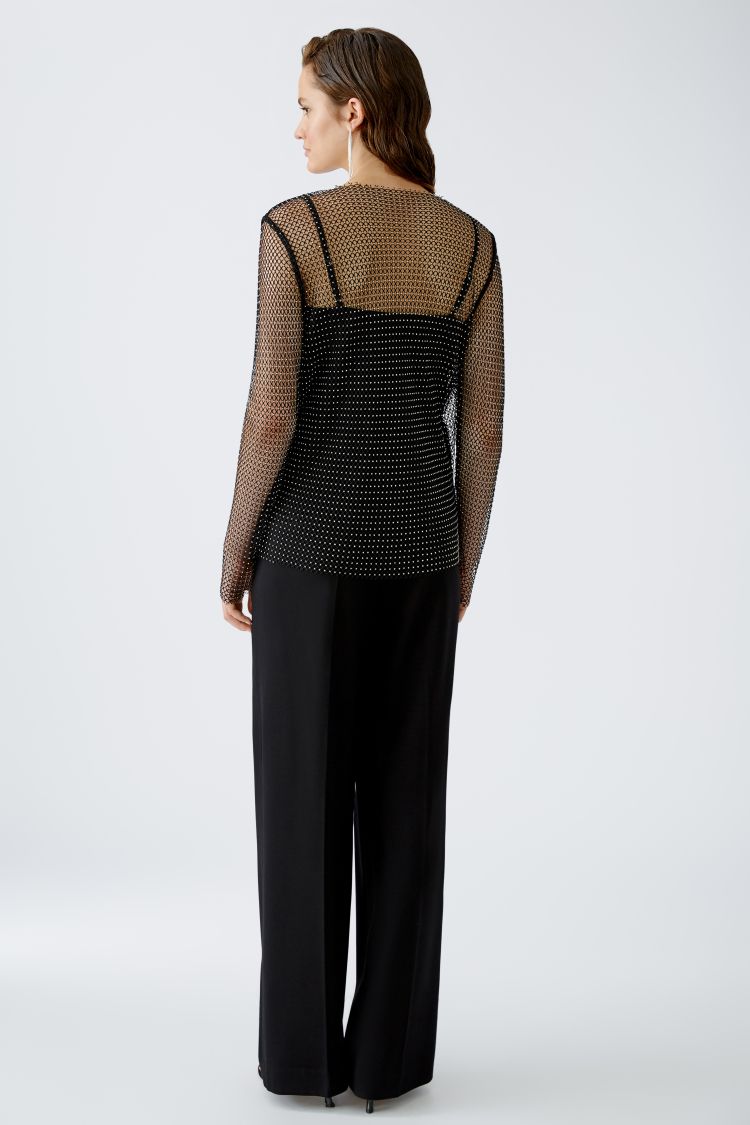 Black Mesh Top with Silver Rhinestone 90103