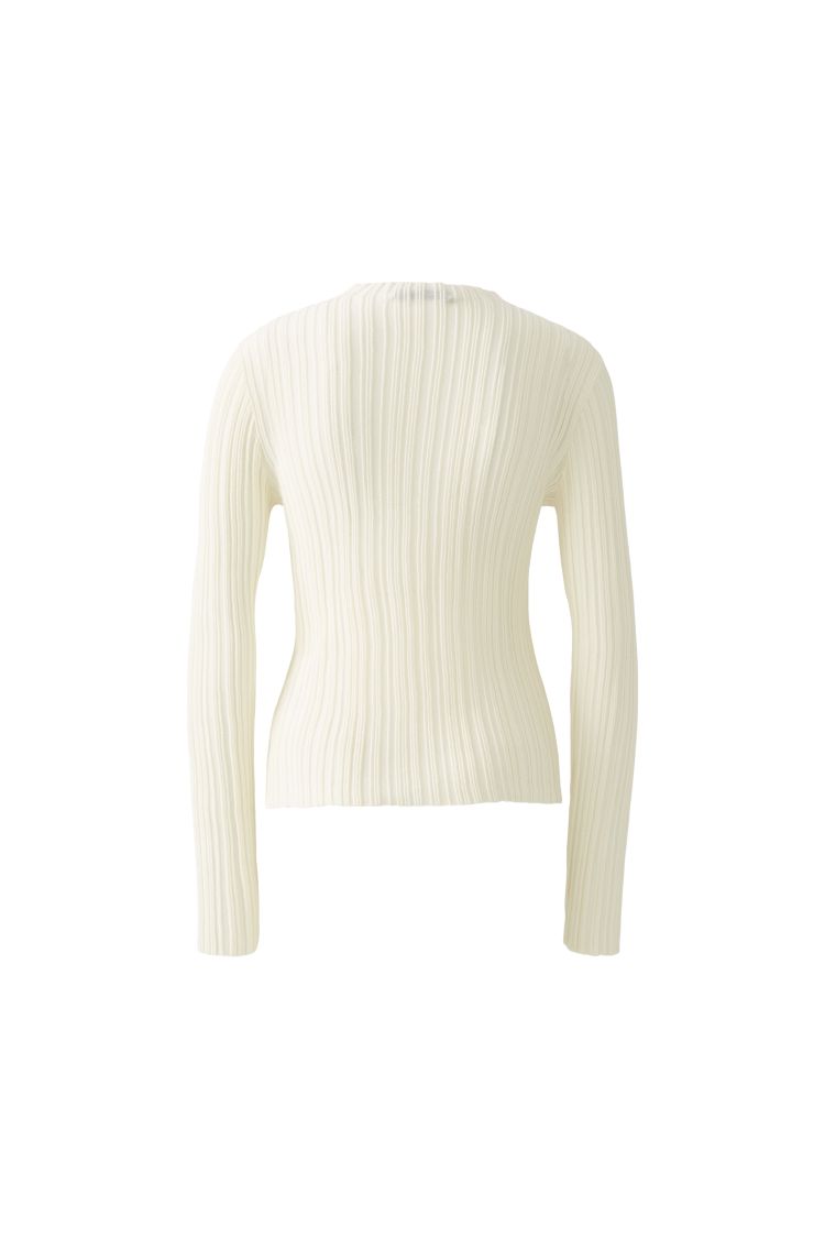 Oui Ivory Ribbed Knit Long Sleeve Top