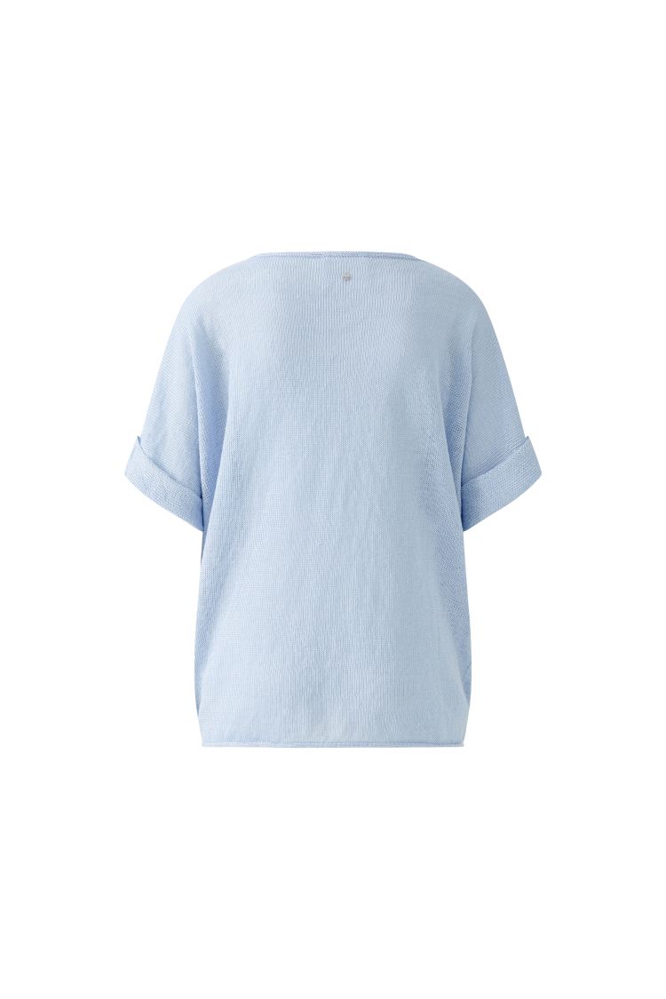 Oui Light Blue Knitted Linen Top 93309
